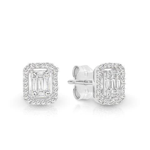 9ct White Gold 0.25ct Diamond Halo Stud Earrings