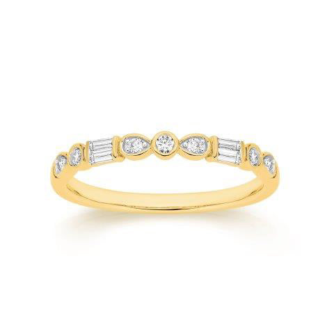 9ct Yellow Gold 0.20ct Diamond Band Ring 