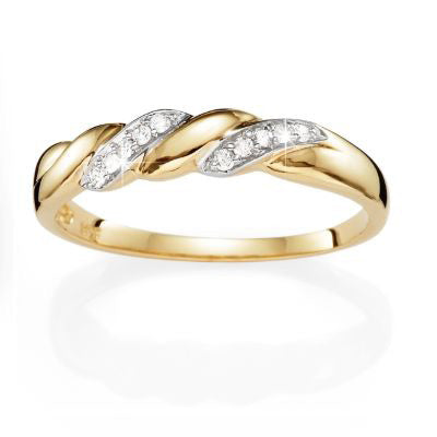 9ct Yellow Gold Diamond Twist Band Ring