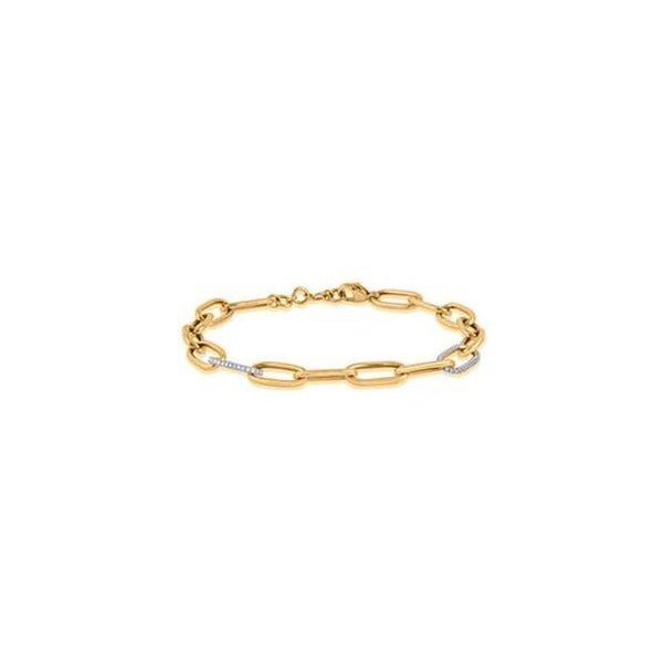 9ct Yellow Gold 0.15ct Diamond Paperclip Bracelet 