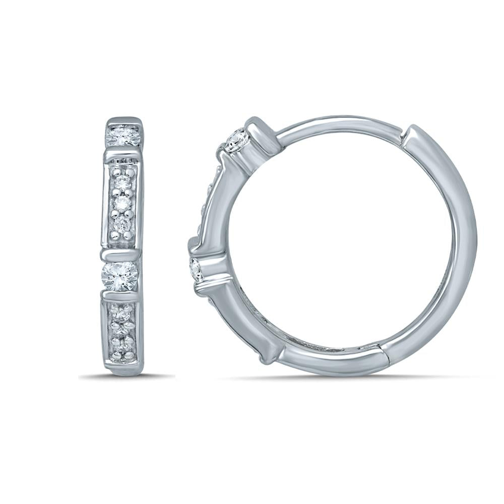 9Ct White Gold 0.15Ct Diamond Huggie Earrings